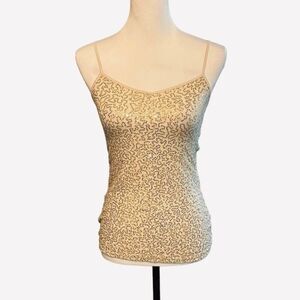 Express Sequined Festive Gold Champagne Tank Top  Sz Xs
